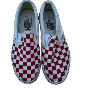 Vans Checkerboard Slip-On Sneakers - Red & White